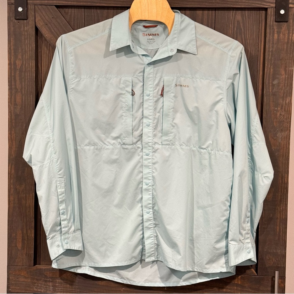Simms‎ COR3. Men’s Long Sleeve Fishing Shirt Button Down Aqua Size XXL